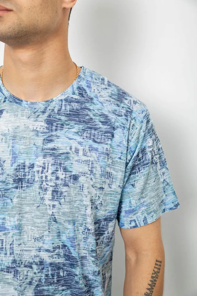 Купить Футболка мужская с принтом, цвет голубой, 244R5539 - Фото №5