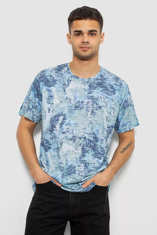 Купить Футболка мужская с принтом, цвет голубой, 244R5539 - Фото №1