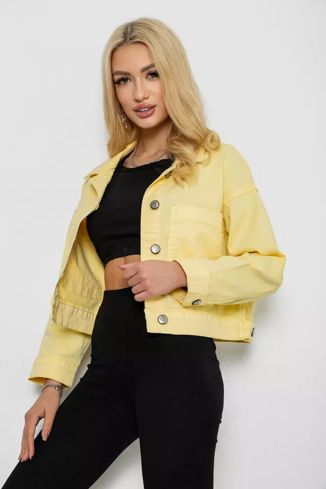 Купити Куртка жіноча джинсова  -уцінка, колір жовтий, 250R00321-U - Фото №3