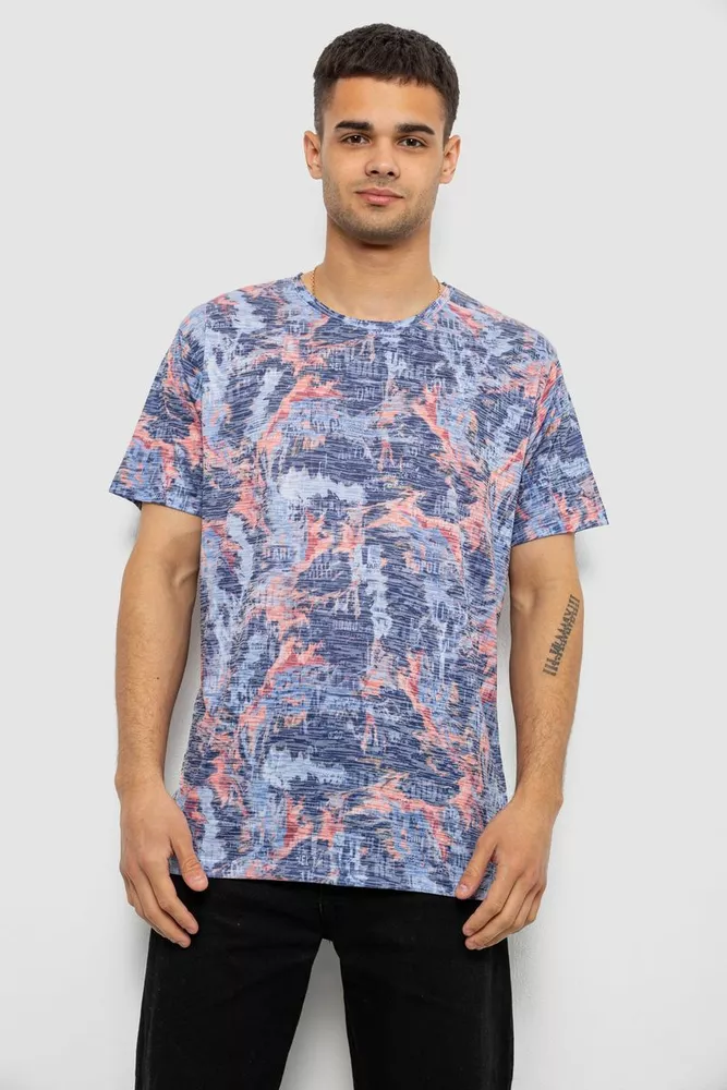 Купить Футболка мужская с принтом, цвет синий, 244R5539 - Фото №1