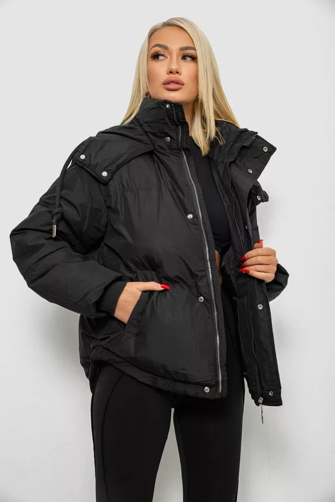 Купити Куртка жіноча зимова коротка, колір чорний, 244R983 оптом - Фото №4