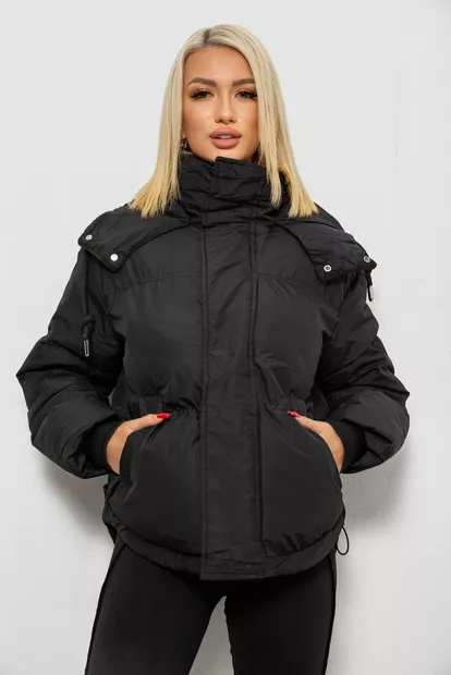Куртка жіноча зимова коротка, колір чорний, 244R983