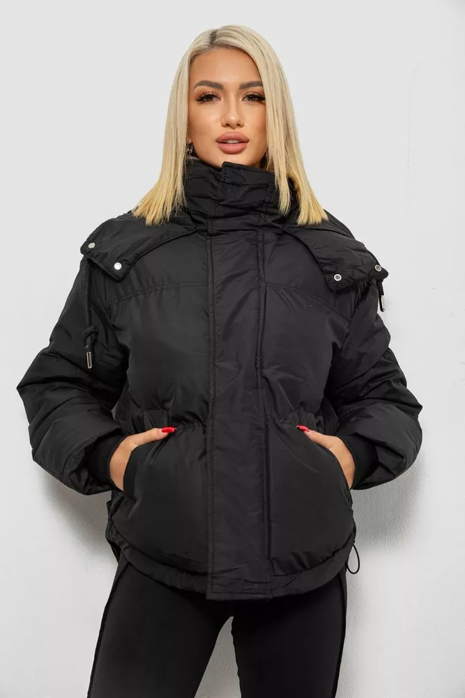 Купити Куртка жіноча зимова коротка, колір чорний, 244R983 оптом - Фото №1