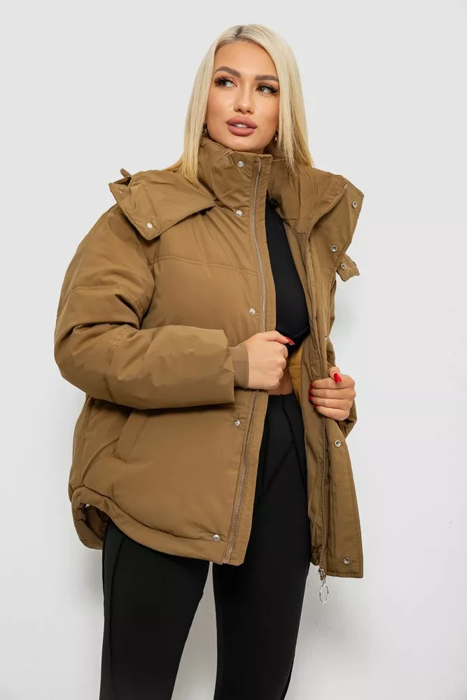 Купити Куртка жіноча зимова коротка, колір хакі, 244R983 - Фото №3