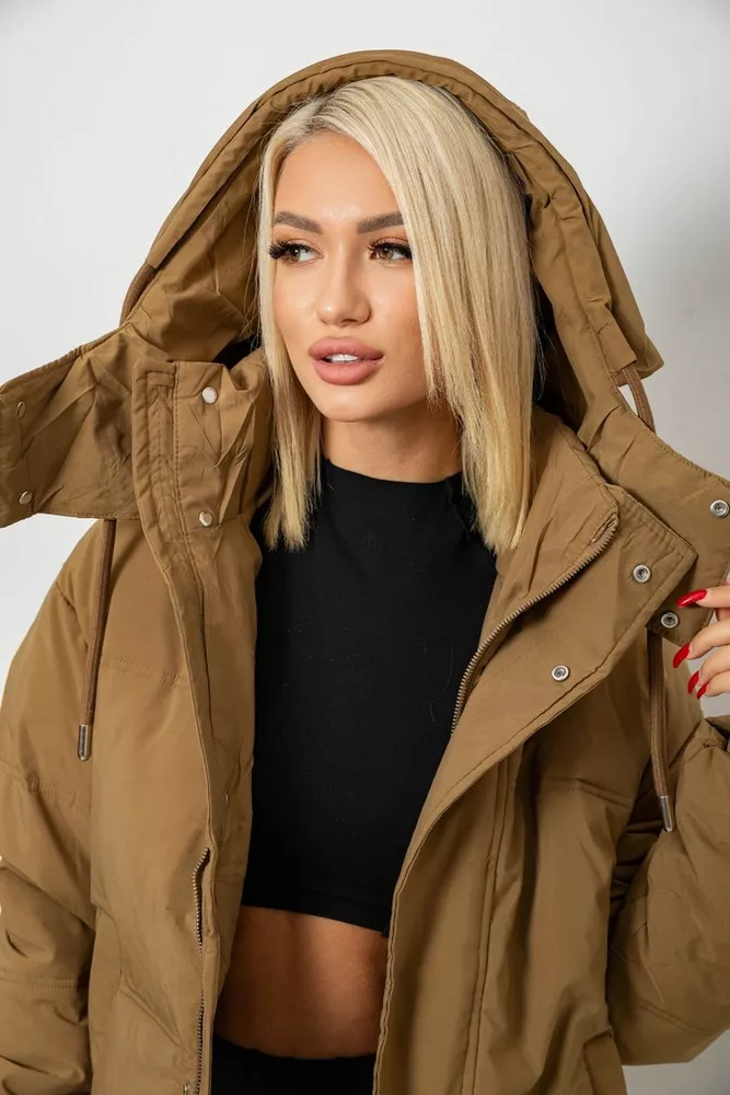 Купити Куртка жіноча зимова коротка, колір хакі, 244R983 - Фото №8