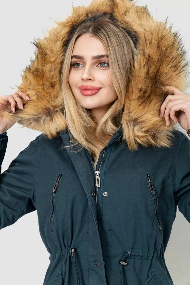 Купити Парка жіноча зимова, колір темно-зелений, 244R6912 оптом - Фото №7