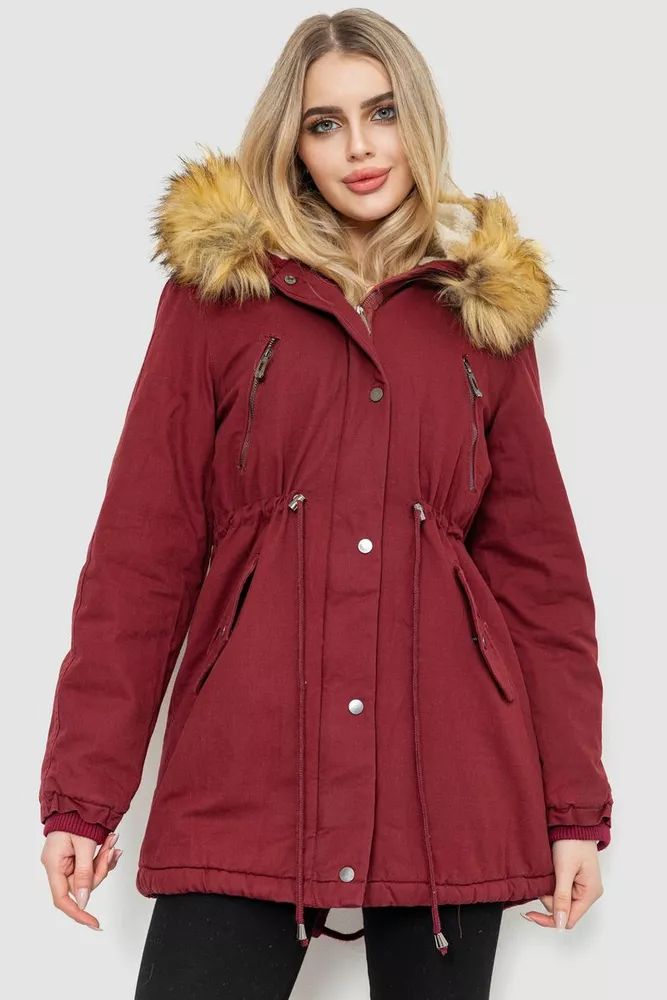 Купити Парка жіноча зимова, колір бордовий, 244R6912 - Фото №1