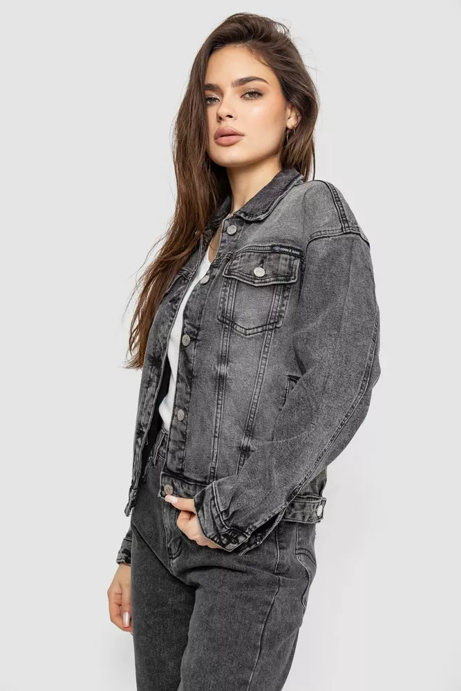 Купити Куртка жіноча джинсова  -уцінка, колір сірий, 255RA2240-U-1 - Фото №3