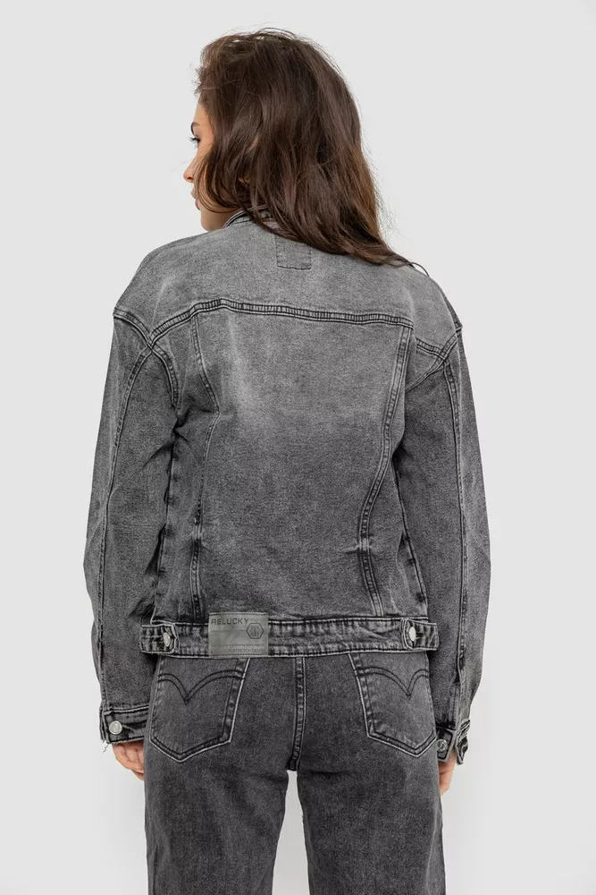 Купити Куртка жіноча джинсова  -уцінка, колір сірий, 255RA2240-U-1 - Фото №4