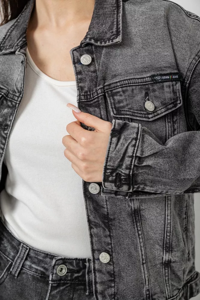 Купити Куртка жіноча джинсова  -уцінка, колір сірий, 255RA2240-U-1 - Фото №5