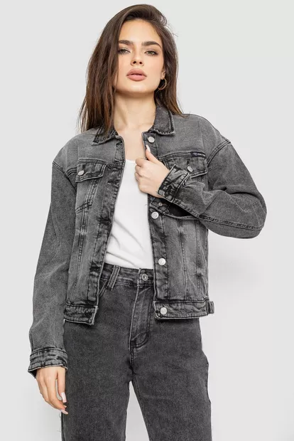 Куртка жіноча джинсова  -уцінка, колір сірий, 255RA2240-U-1