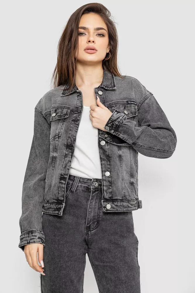 Купити Куртка жіноча джинсова  -уцінка, колір сірий, 255RA2240-U-1 - Фото №1