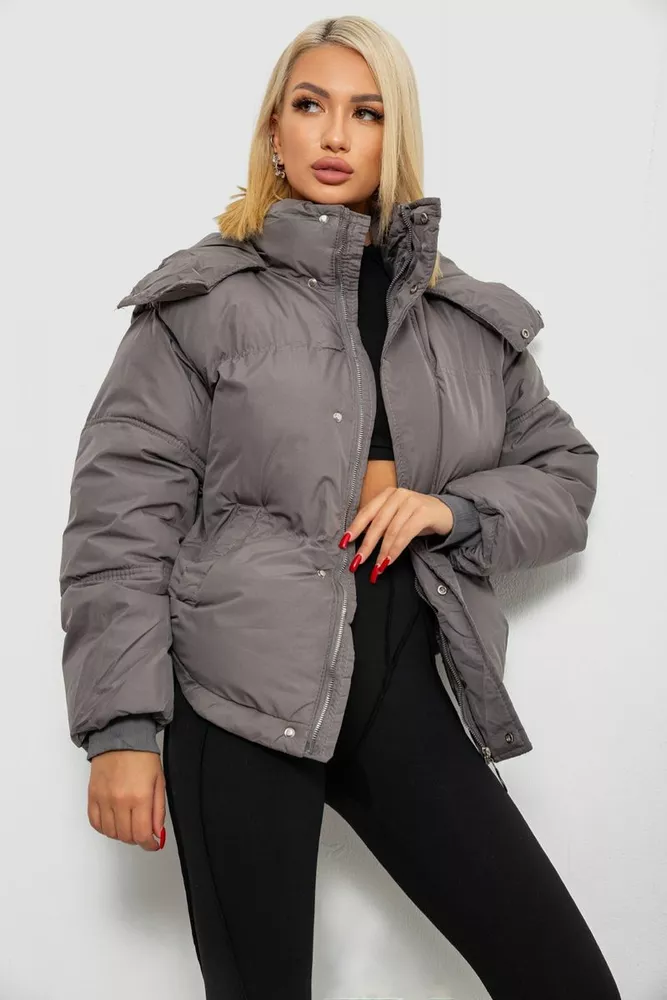 Купити Куртка жіноча зимова коротка, колір сірий, 244R983 - Фото №3
