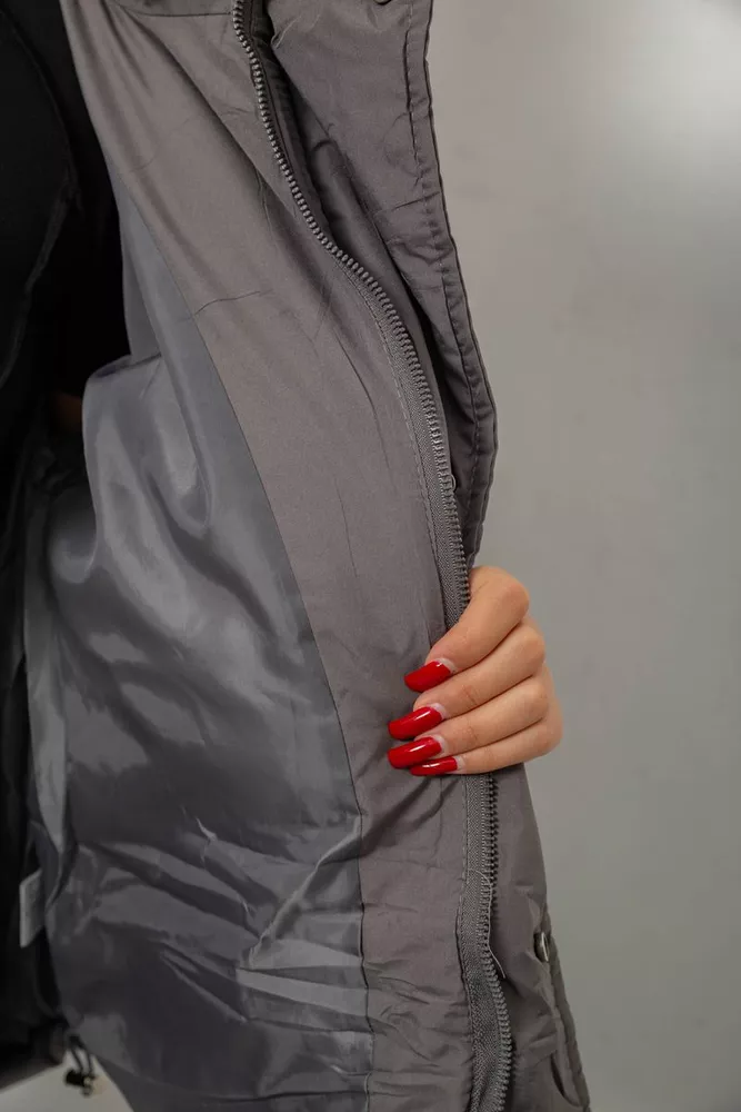 Купити Куртка жіноча зимова коротка, колір сірий, 244R983 - Фото №6