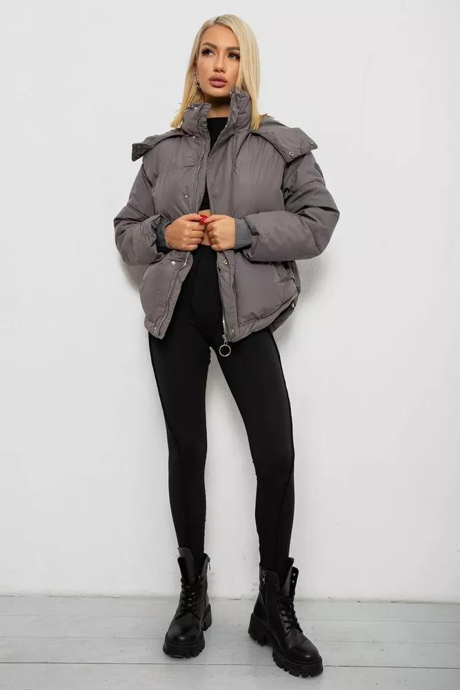 Купити Куртка жіноча зимова коротка, колір сірий, 244R983 - Фото №2