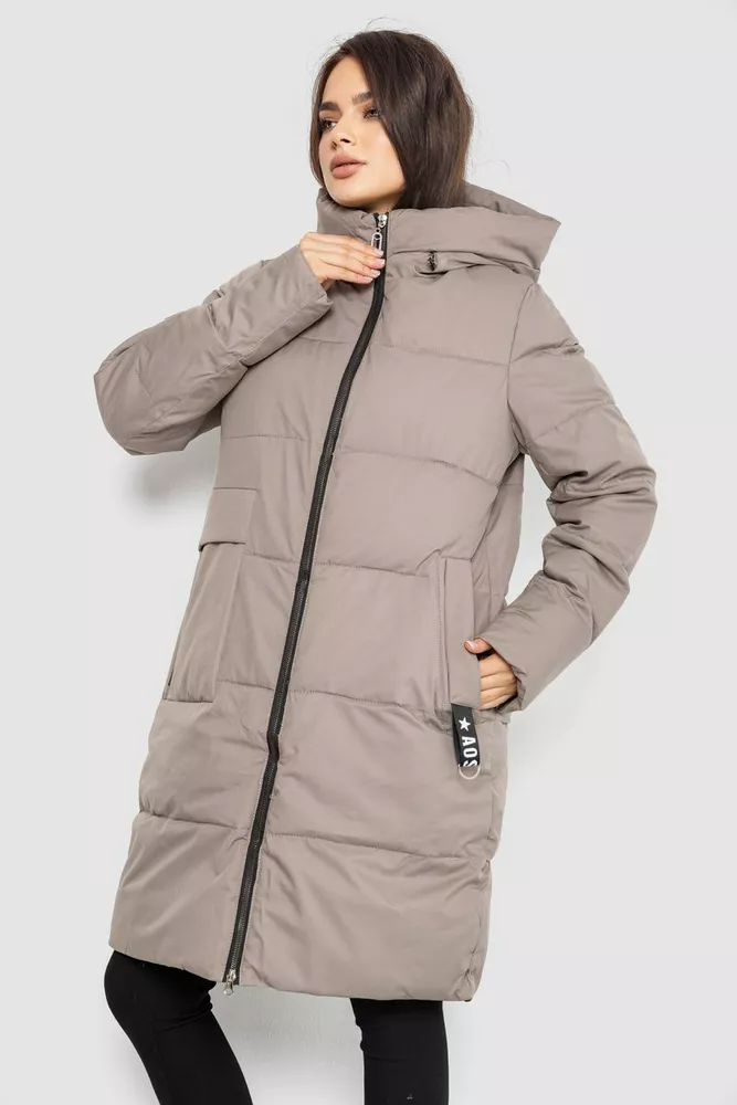Купити Пуховик подовжений жіночий, колір мокко, 243R2309 оптом - Фото №3