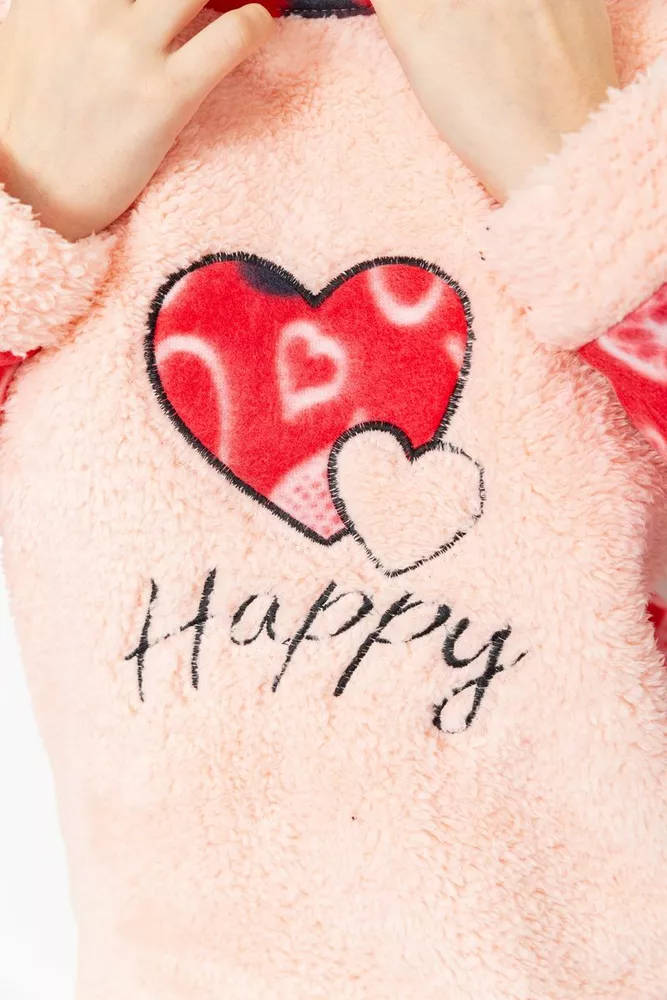 Купити Піжама жіноча махра  -уцінка, колір персиковий, 214R0135-U-1 - Фото №7