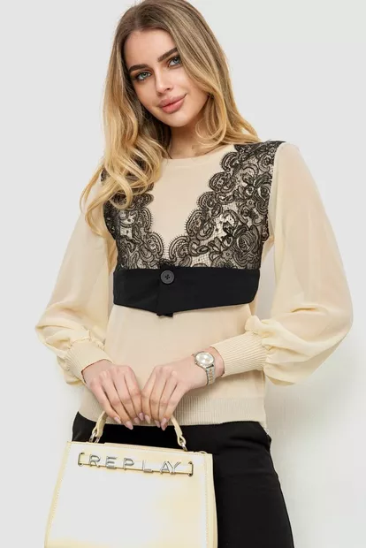 Кофта женская нарядная, цвет светло-бежевый, 246R528-1