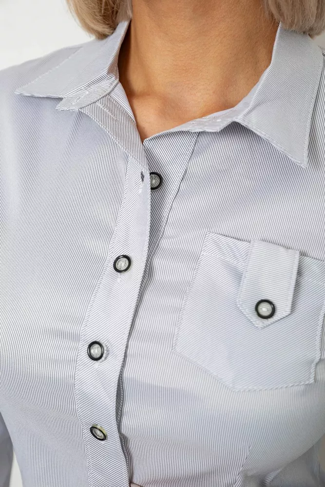 Купить Рубашка классическая в полоску  -уценка, цвет светло-серый, 230R644-U-104 - Фото №5