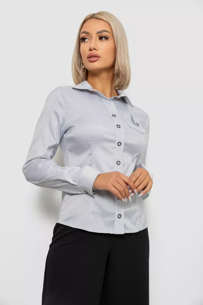 Купити Сорочка класична в смужку  -уцінка, колір світло-сірий, 230R644-U-110 - Фото №3