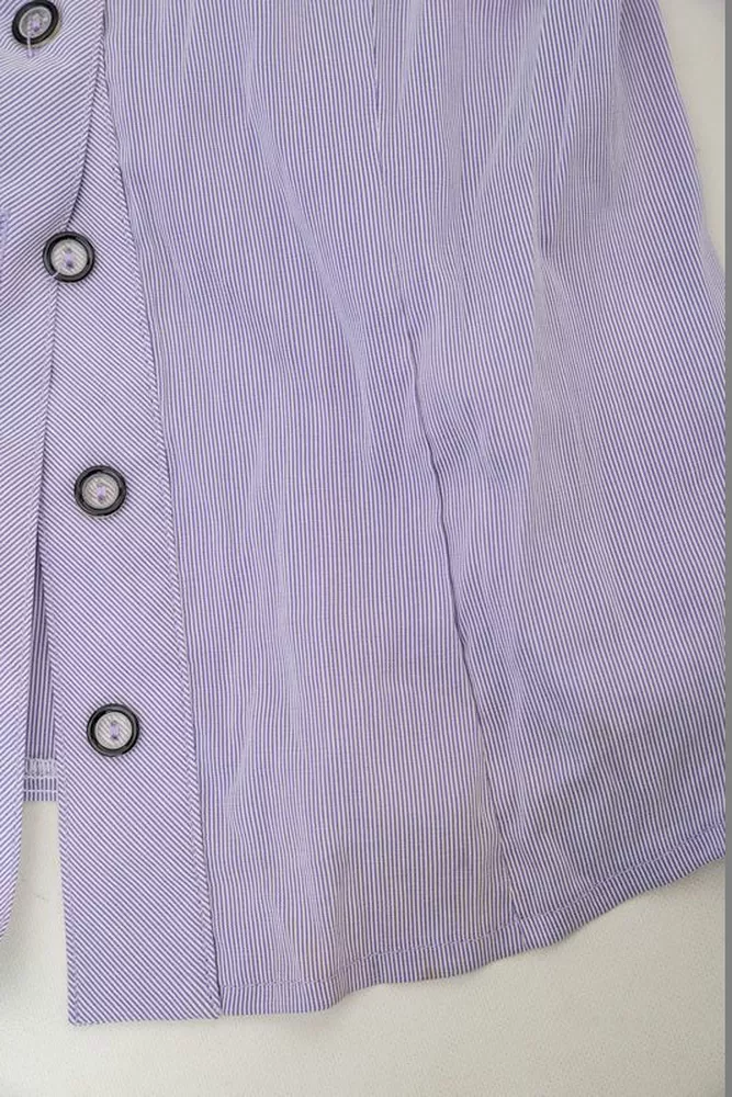 Купити Сорочка класична в смужку  -уцінка, колір бузковий, 230R644-U-111 - Фото №6