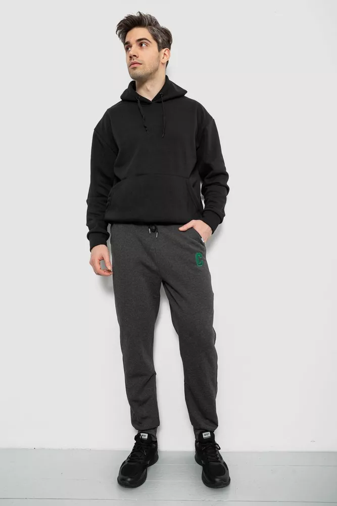 Купить Спортивные штаны мужские на флисе, цвет грифельный, 129RA9995 - Фото №2