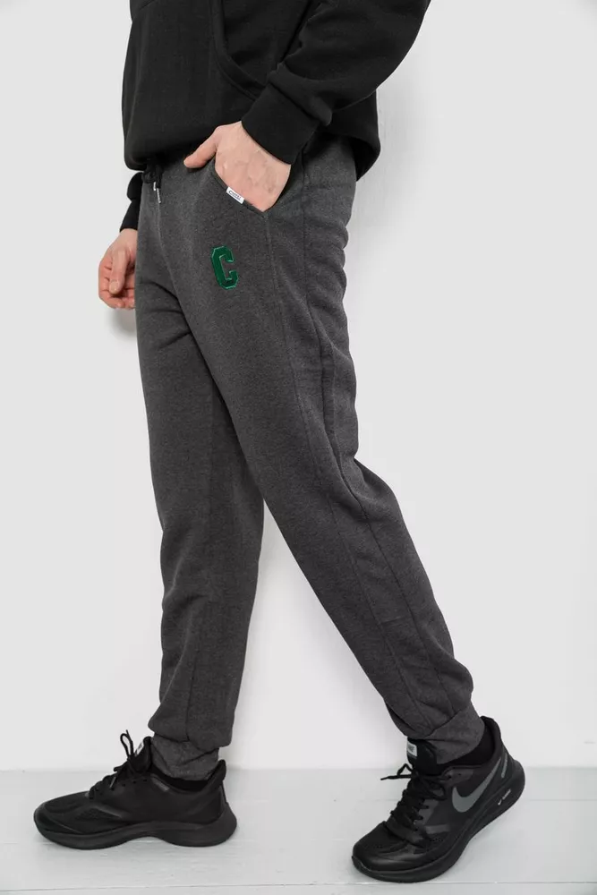 Купить Спортивные штаны мужские на флисе, цвет грифельный, 129RA9995 - Фото №3