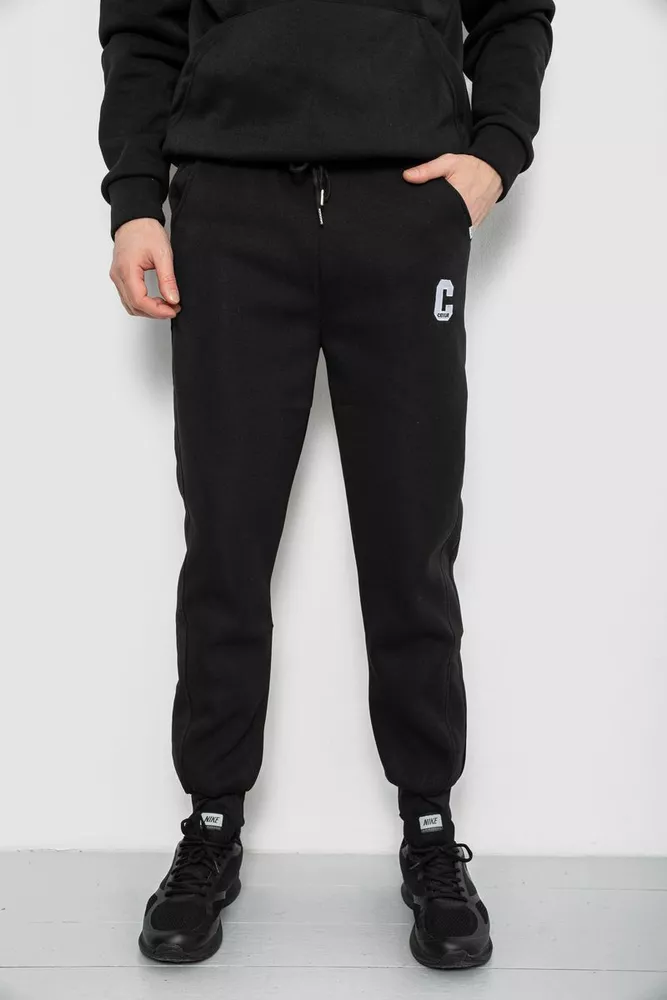 Купити Спортивні штани чоловічі на флісі, колір чорний, 129RA9995 - Фото №1