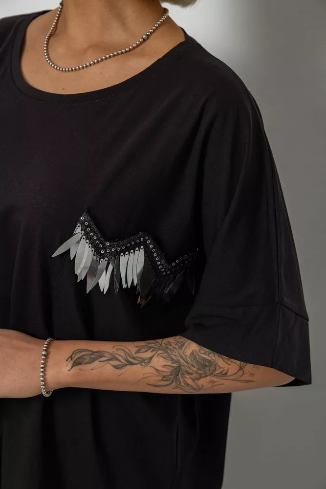 Купить Футболка женская с принтом, цвет черный, 244R2511 - Фото №5