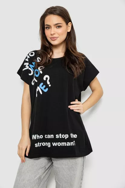 Футболка женская с принтом, цвет черный, 244R3001