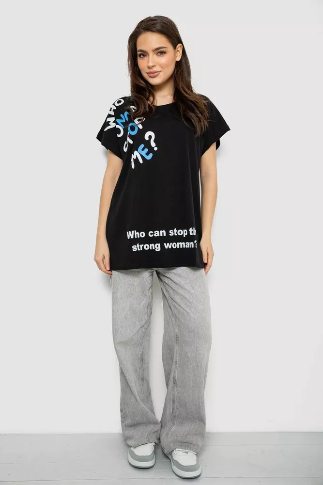 Купить Футболка женская с принтом, цвет черный, 244R3001 - Фото №2