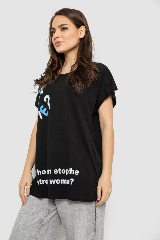 Купить Футболка женская с принтом, цвет черный, 244R3001 - Фото №3