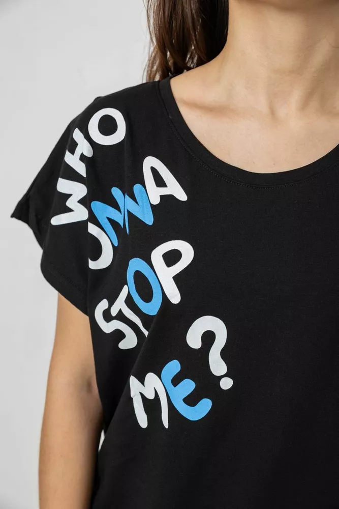 Купить Футболка женская с принтом, цвет черный, 244R3001 - Фото №5