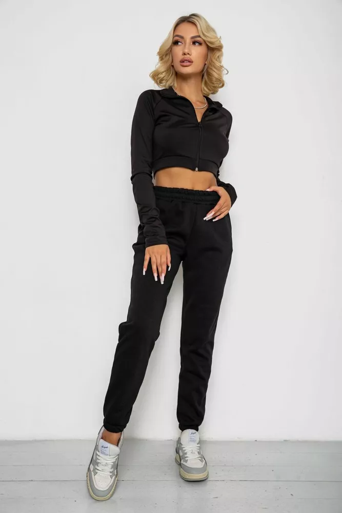 Купити Спортивні штани жіночі на флісі  -уцінка, колір чорний, 238R57828-U-20 - Фото №2