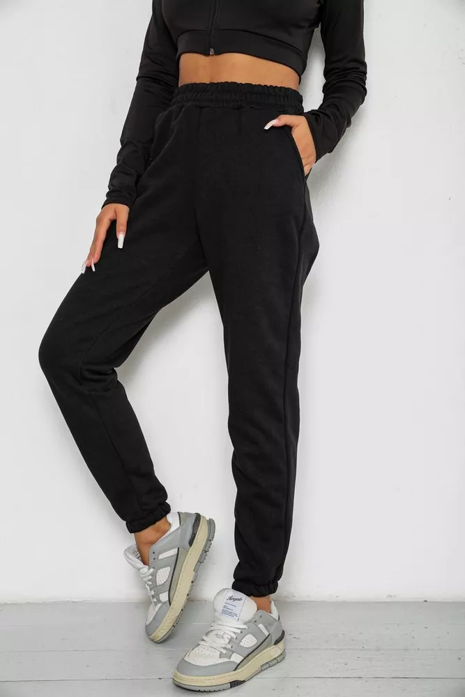 Купити Спортивні штани жіночі на флісі  -уцінка, колір чорний, 238R57828-U-20 - Фото №3