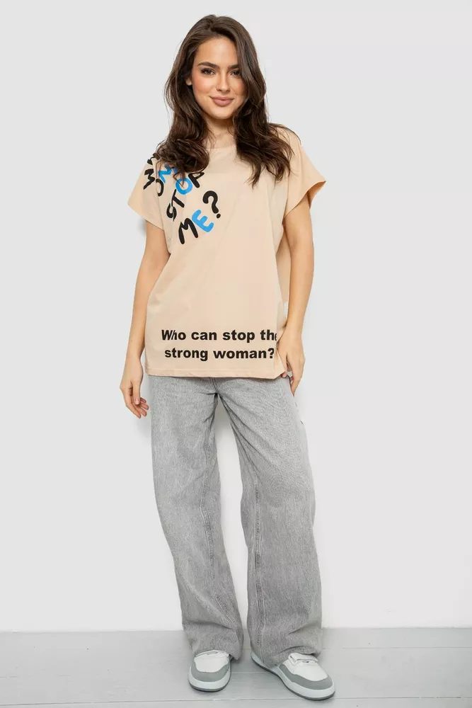 Купить Футболка женская с принтом, цвет светло-бежевый, 244R3001 - Фото №2