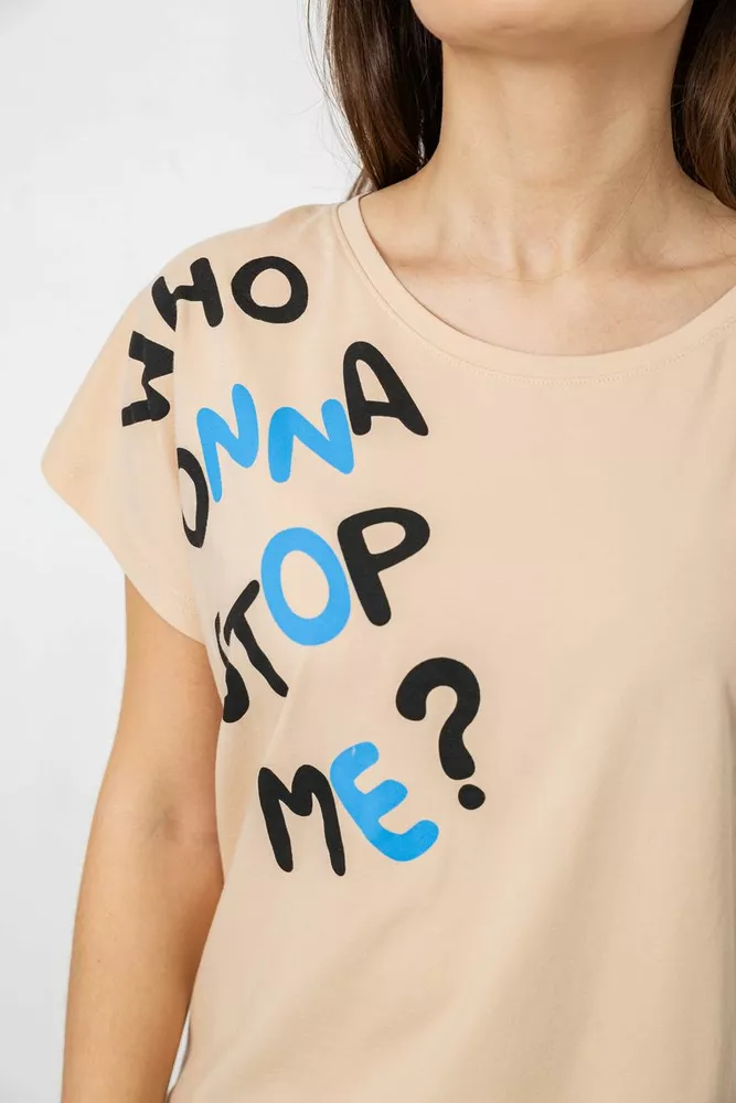 Купить Футболка женская с принтом, цвет светло-бежевый, 244R3001 - Фото №5