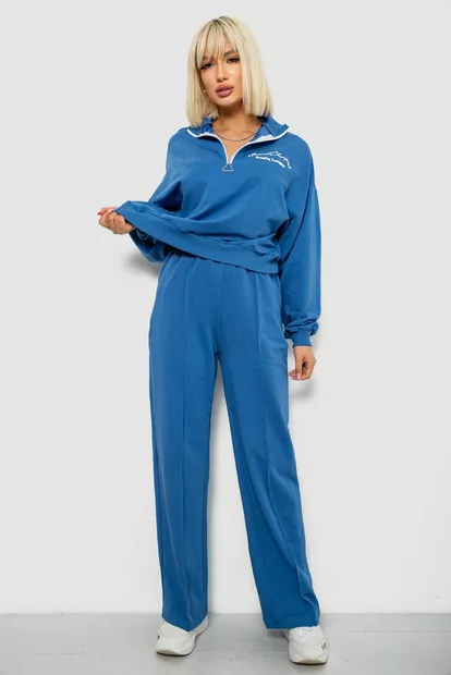 Спортивный костюм женский с принтом, цвет джинс, 244R1061AG