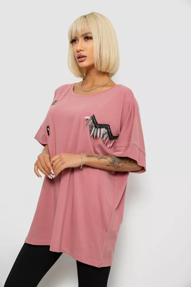 Купить Футболка женская с принтом, цвет пудровый, 244R2511 - Фото №3