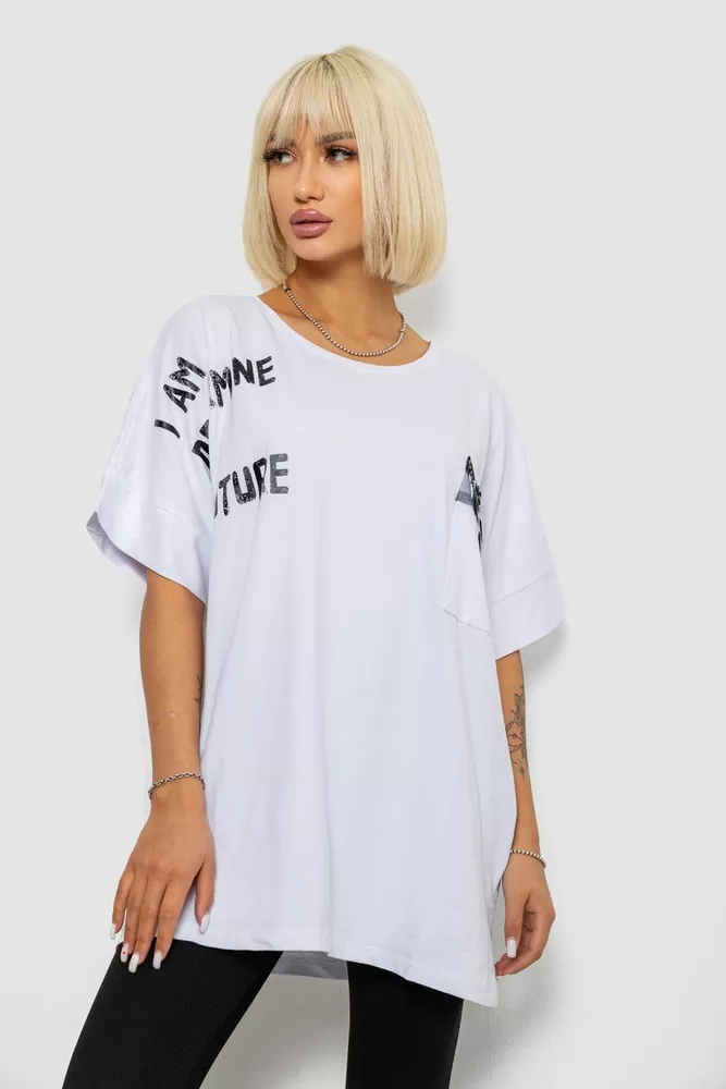 Купить Футболка женская с принтом, цвет белый, 244R2511 - Фото №1