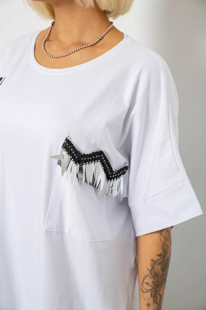 Купить Футболка женская с принтом, цвет белый, 244R2511 - Фото №5