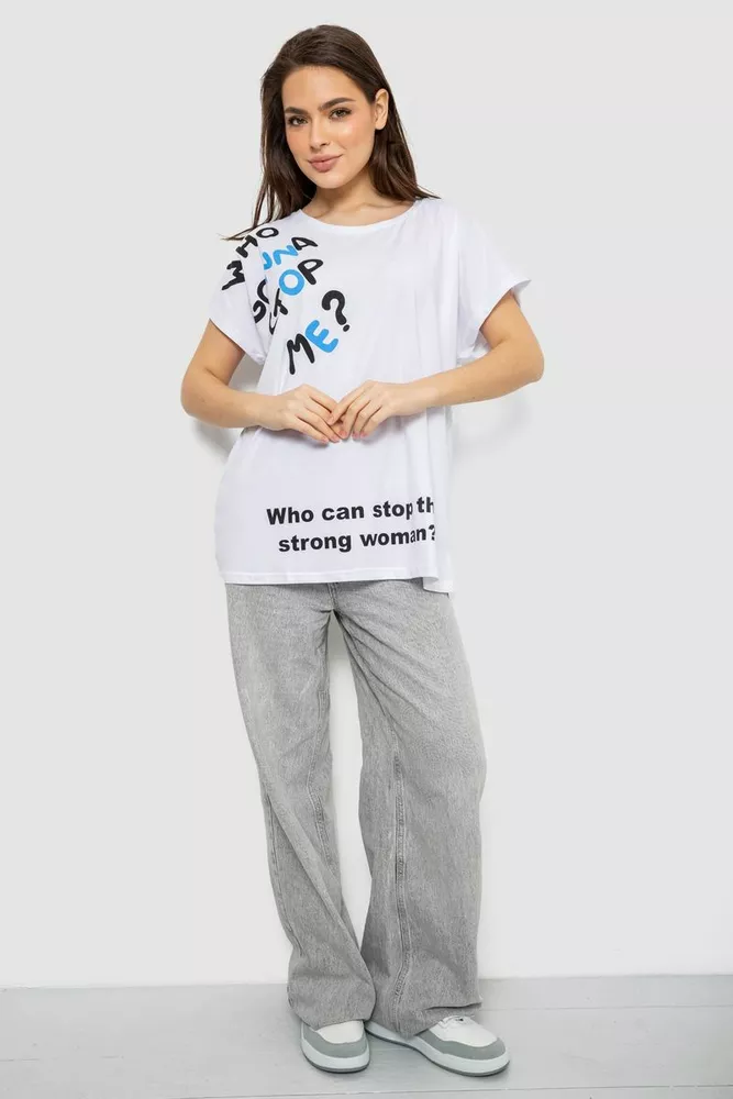 Купити Футболка жіноча з принтом, колір білий, 244R3001 оптом - Фото №2