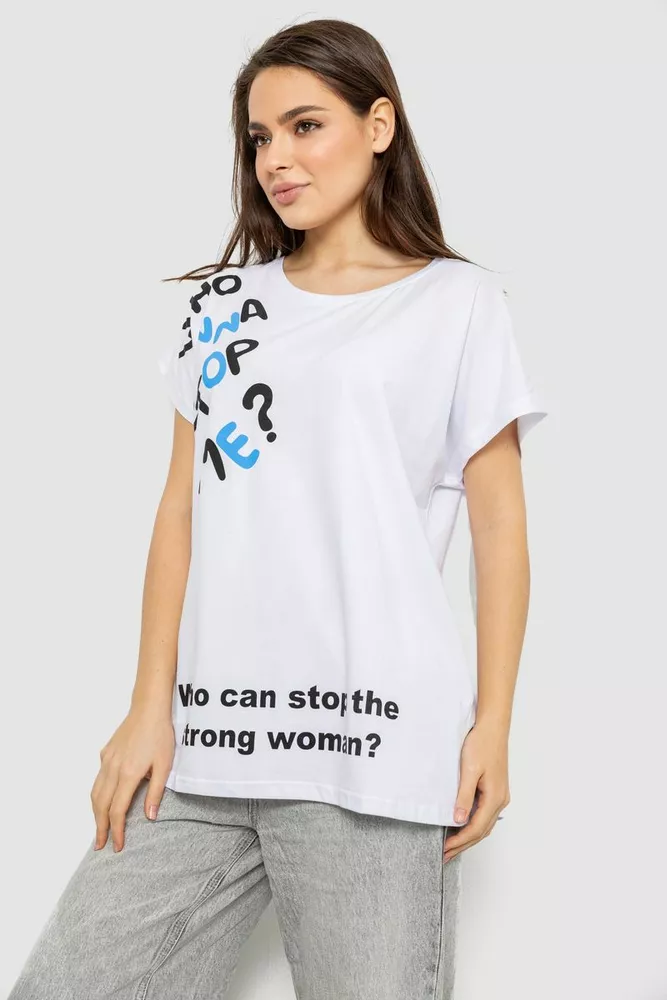 Купити Футболка жіноча з принтом, колір білий, 244R3001 оптом - Фото №3