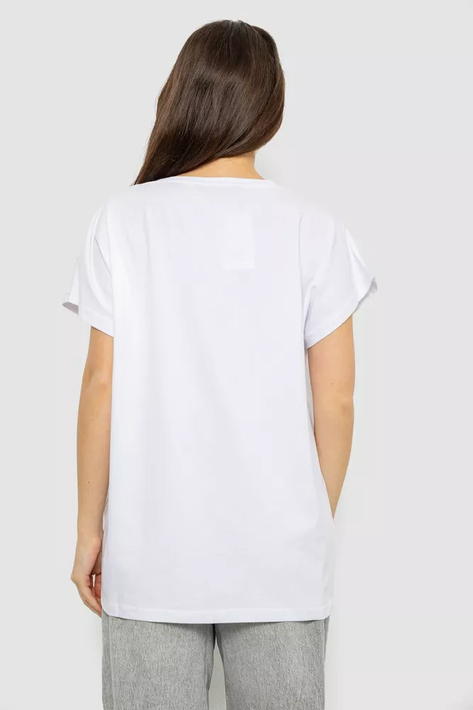 Купити Футболка жіноча з принтом, колір білий, 244R3001 оптом - Фото №4