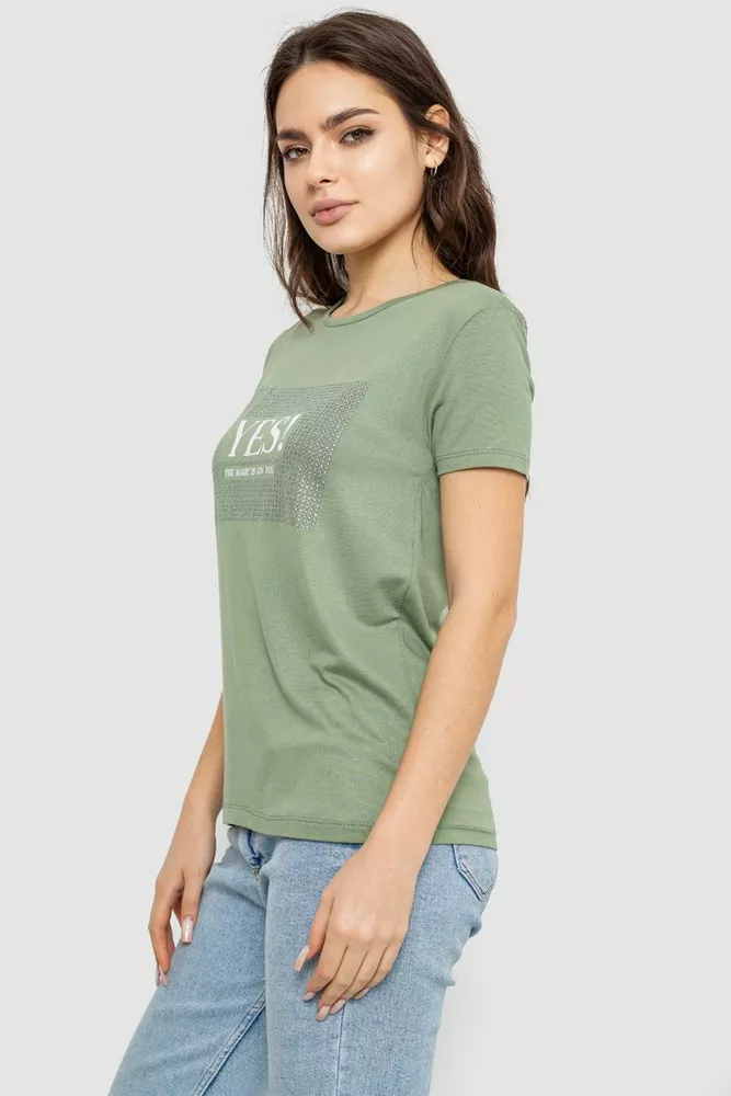 Купить Футболка женская с принтом, цвет оливковый, 244R507 - Фото №3