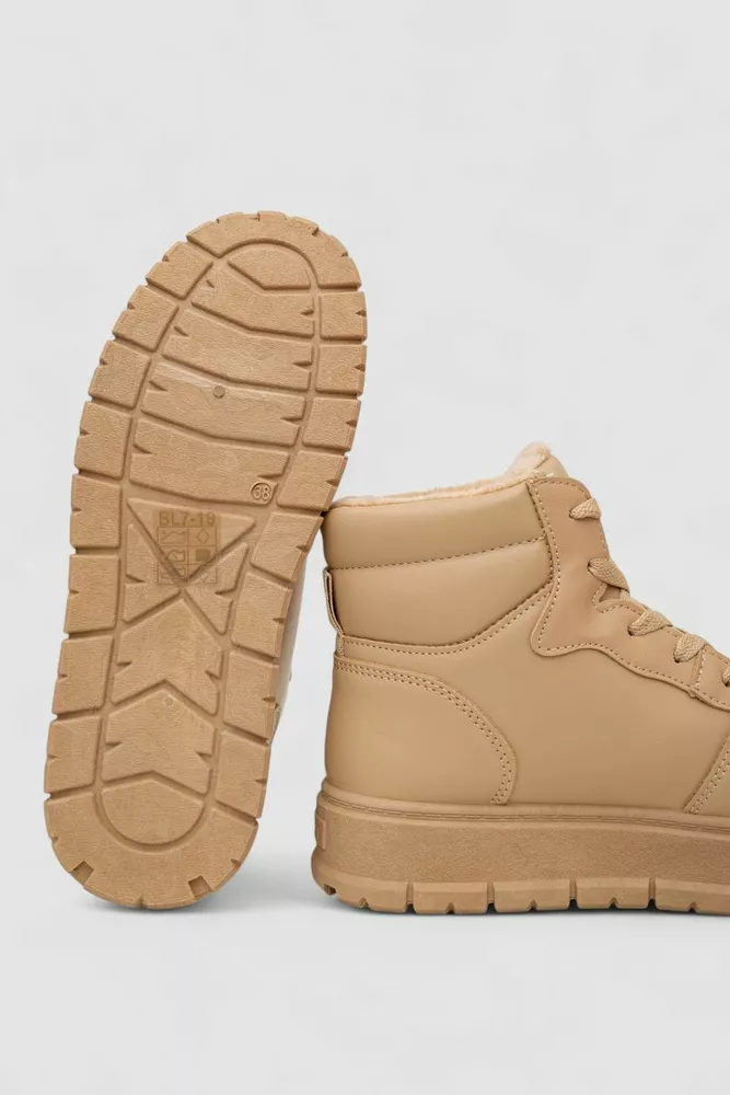 Купити Кросівки жіночі зимові на хутрі, колір темно-бежевий, 248RBL7 - Фото №5