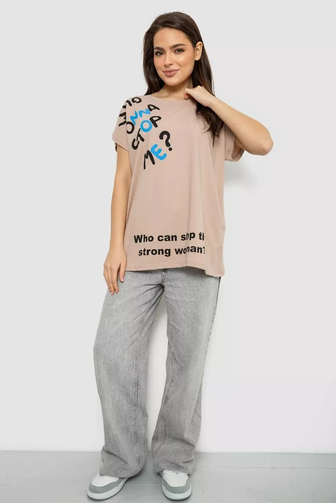 Купить Футболка женская с принтом, цвет бежевый, 244R3001 - Фото №2