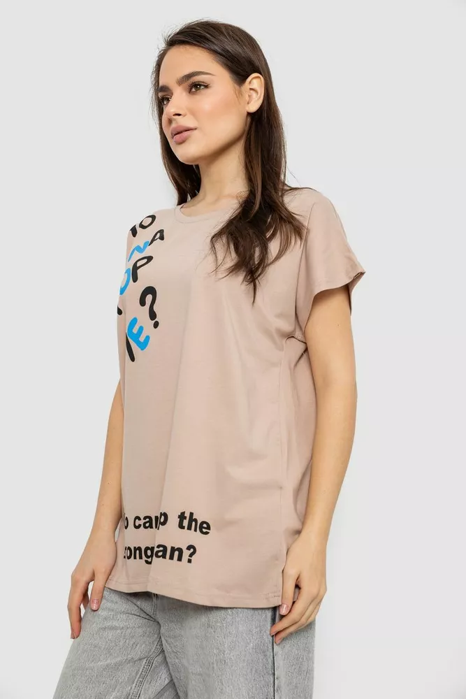 Купить Футболка женская с принтом, цвет бежевый, 244R3001 - Фото №3
