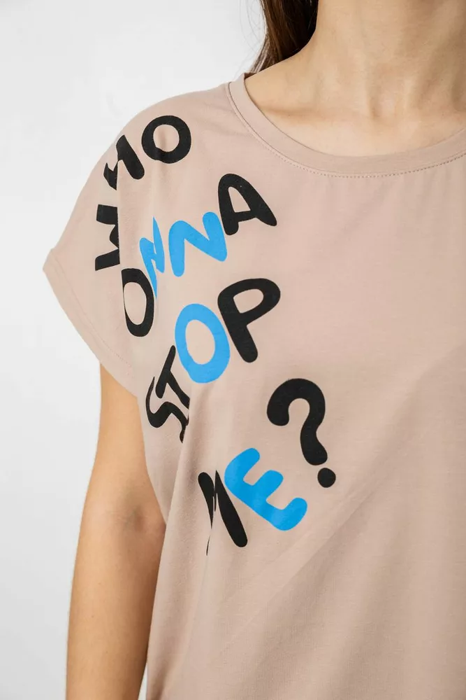 Купить Футболка женская с принтом, цвет бежевый, 244R3001 - Фото №5