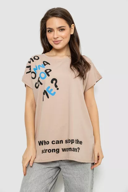 Футболка женская с принтом, цвет бежевый, 244R3001